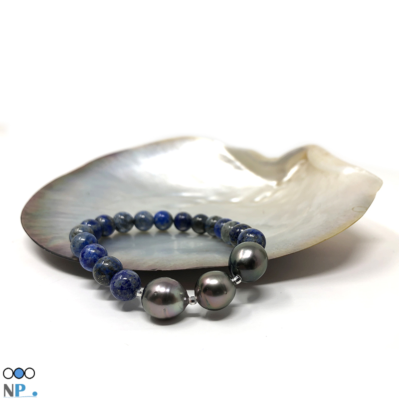 Vos amis ne vont pas en revenir.. un bracelet d'un chic exceptionnel. Tahiti et Lapis Lazuli reunies pour faire un bijou de luxe